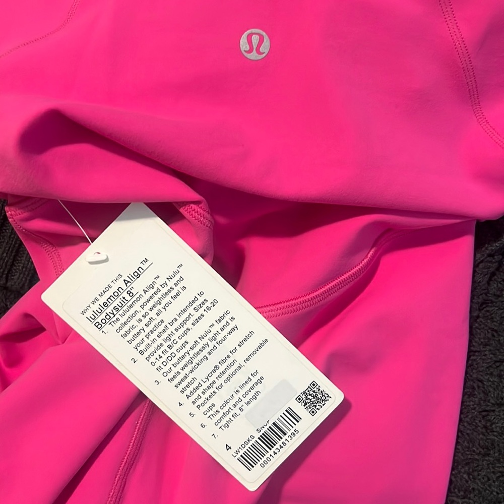 💕Lululemon Align Bodysuit 8" Sonic Pink SNCP Size 4 💕